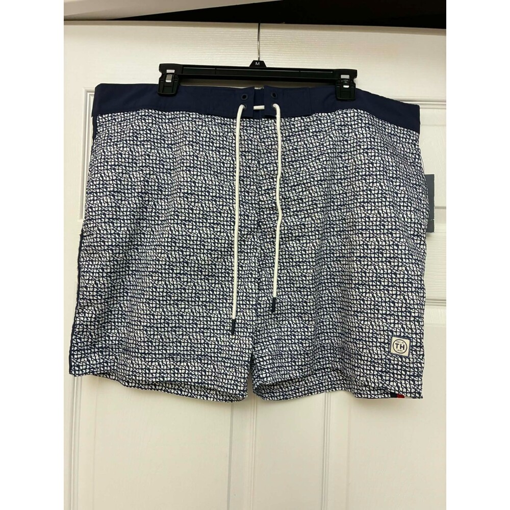 Tommy Hilfiger Men’s Swim Trunks XL Navy White Drawstring Mesh‎ Lined Shorts NWT